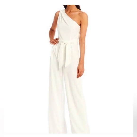 ANTONIO MELANI Pants - Antonio Melani Carlos One Shoulder Tie Waist Sleeveless Wide Leg Jumpsuit size 8